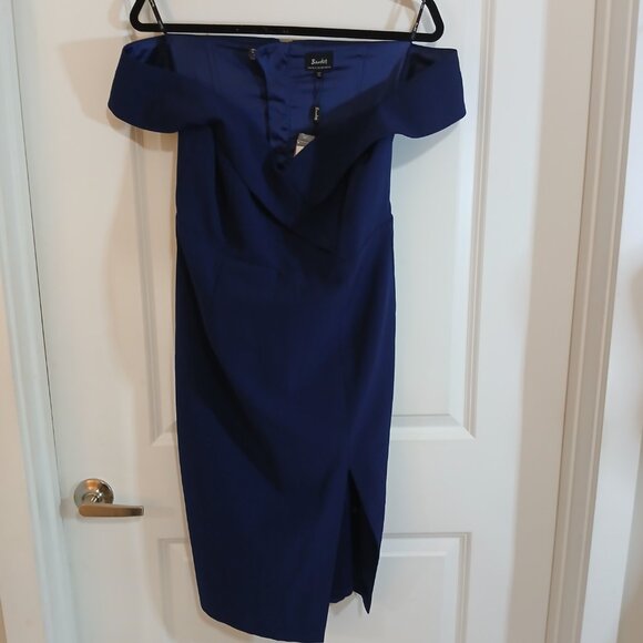 Bardot Off Shoulder Bodycon Midi Dress Women’s Size 12 M Blue Cocktail - Picture 3 of 7